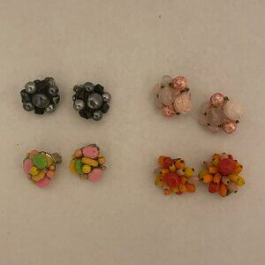 Vintage Clip On Earrings Collection of 4